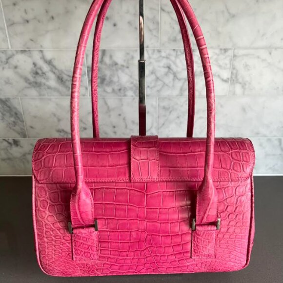 $6.2K LAMBERTSON TRUEX PINK CROCODILE PURSE BAG *TIFFANY & CO* - Picture 3 of 12